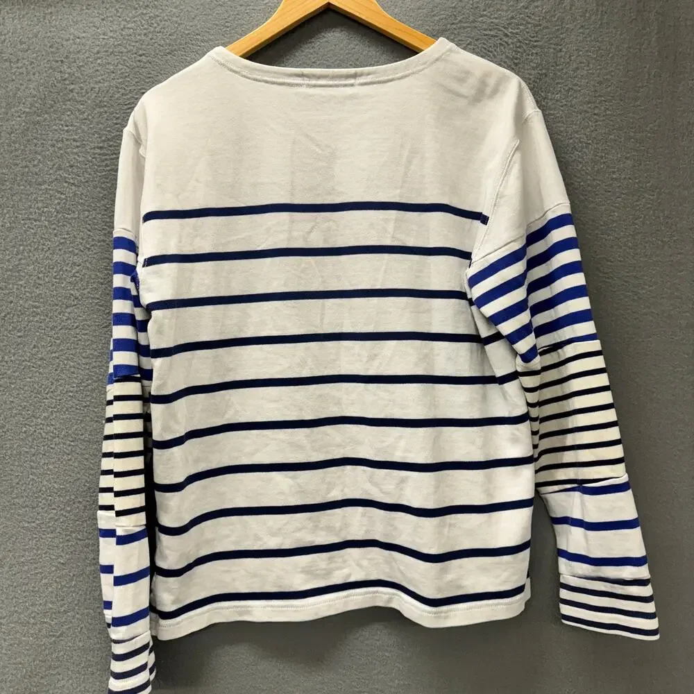 Polo Ralph Lauren Shirt Womens Medium Nautical Stripe Blue White Cotton Naval - Picture 5 of 9